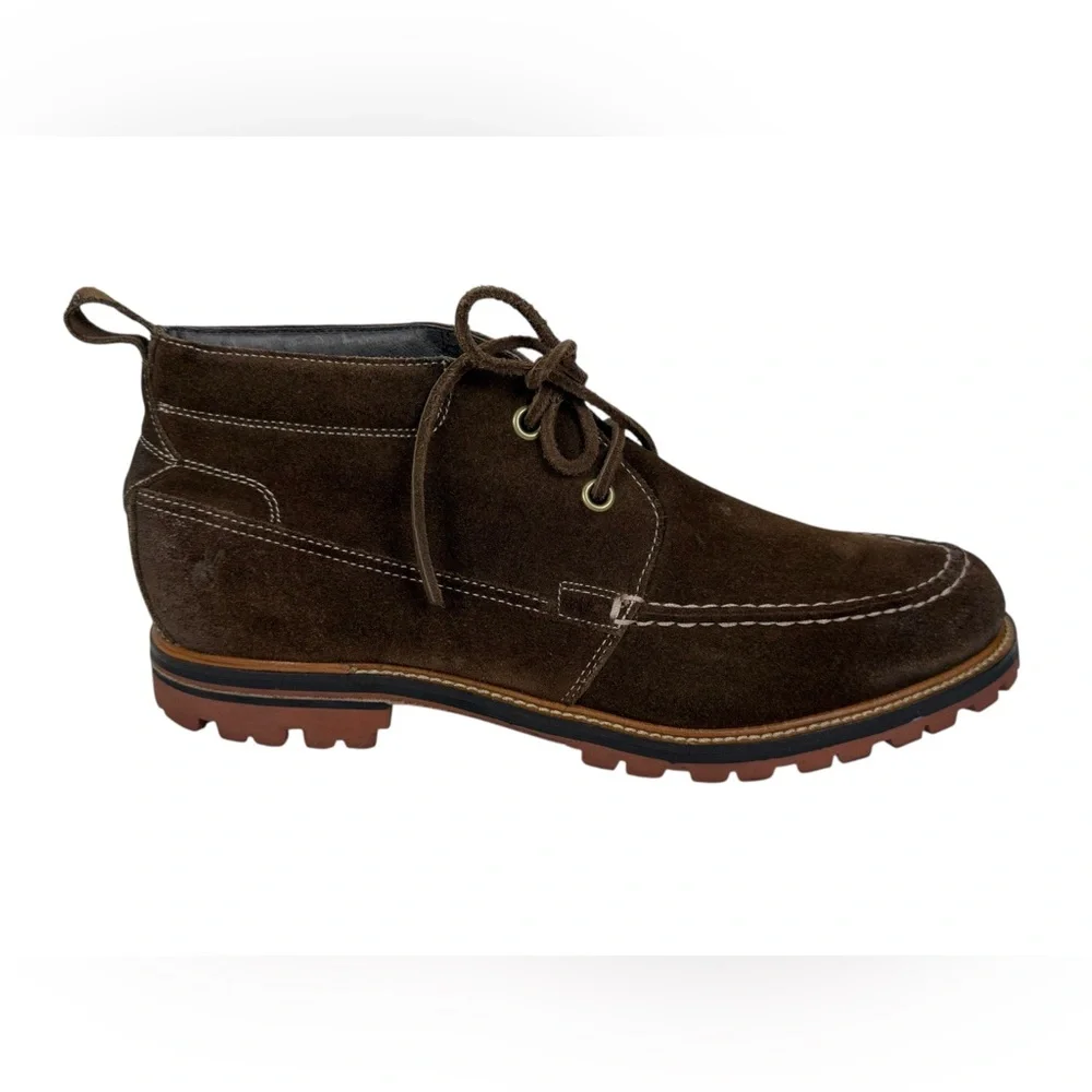 John Varvatos Mens Size US 12 Chukka Lace Up Brown Suede Hipster Cap Toe Boots
